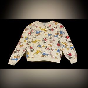 Disney Mickey And Friends Ivory Cream Crewneck Sweatshirt Junior Medium